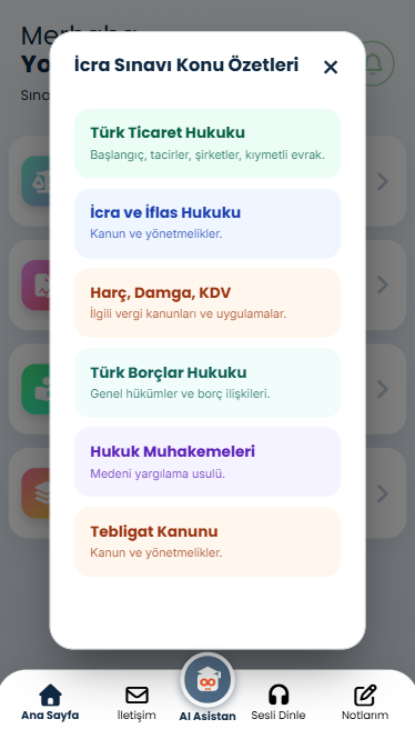 İcra Müdürlüğü sınavı alan bilgisi konu özetleri ve dijital ders kitapları ekranı